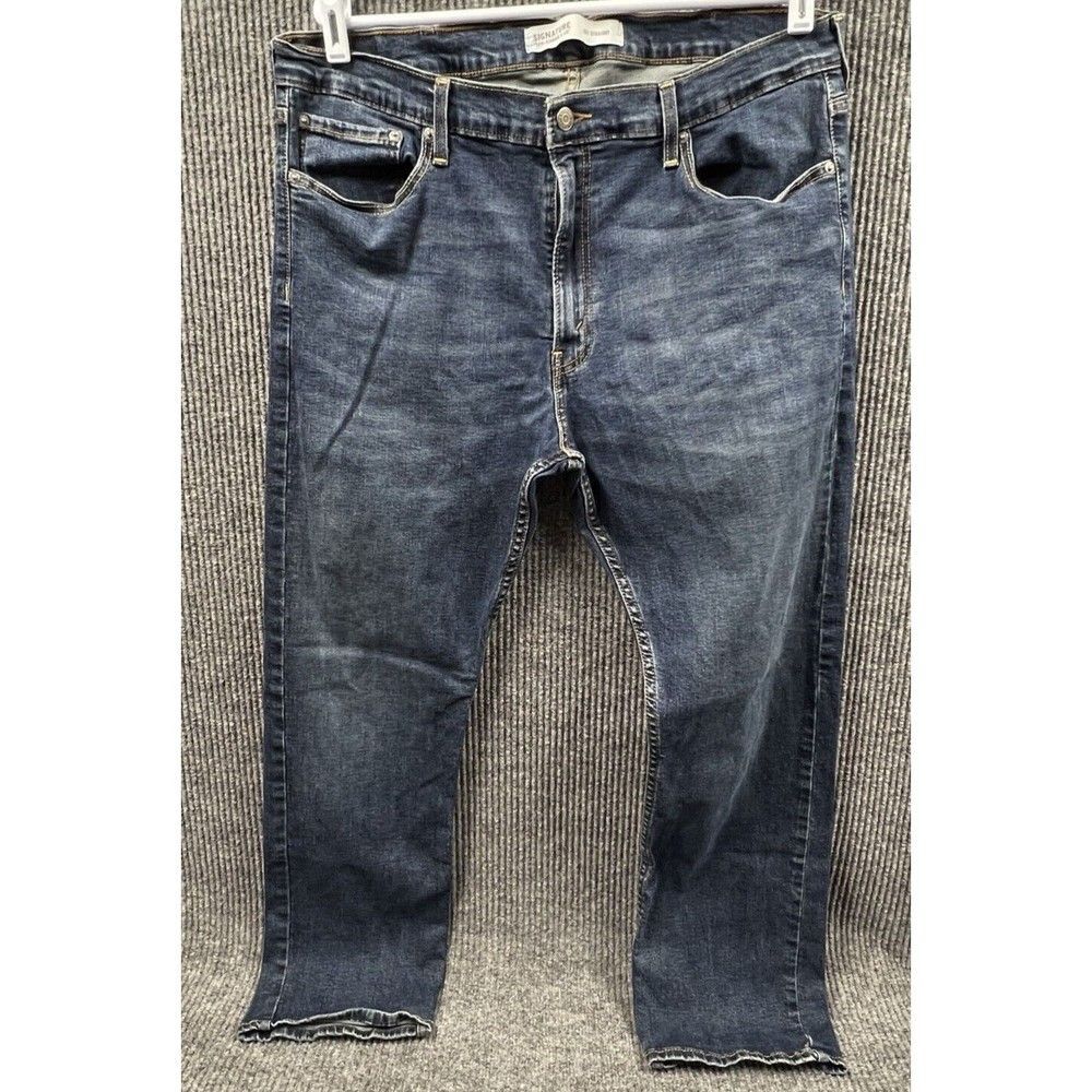Signature Levi Strauss Jeans Mens 38x30 Blue Denim S51 Straight Leg Stretch‎